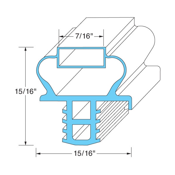 Door Gasket21 7/8" X 24" For  - Part# 1701184-Blue